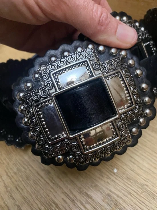 Roper Womens Black And Silver Large Cross Concho Western Belt - Picture 7 of 8